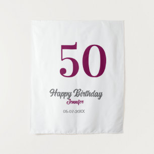 Tenture modèle mauve 50e anniversaire nom date année 