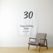 Tenture modèle noir 30e anniversaire ajouter nom date anné (En situation)