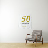 Tenture modèle noir 50e anniversaire ajouter nom date anné (En situation)