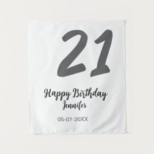 Tenture modèle noir pour 21e anniversaire ajouter nom date