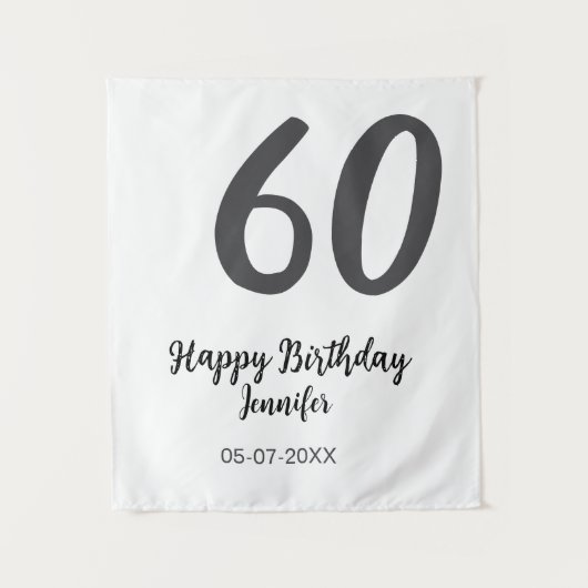 Tenture modèle noir pour 60e anniversaire ajouter nom date (Devant)