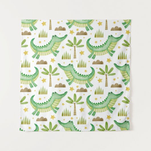 Tenture Modèle sans couture d'aquarelle de palmier crocodi (Devant)