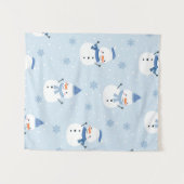 Tenture Modèle sans couture de bonhomme de neige, fond d'h (Devant (Horizontal))