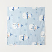 Tenture Modèle sans couture de bonhomme de neige, fond d'h (Devant (Horizontal))