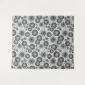 Tenture Modern Black White Geometric Flowers Starburst  (Devant (Horizontal))