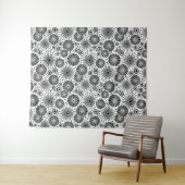 Tenture Modern Black White Geometric Flowers Starburst  (En situation (horizontale))