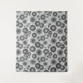 Tenture Modern Black White Geometric Flowers Starburst  (Devant)