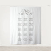 Tenture Modern Black White Wedding Seating Chart Backdrop (Devant)