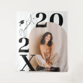 Tenture Modern Bold Black white Trendy photo graduation (Devant)