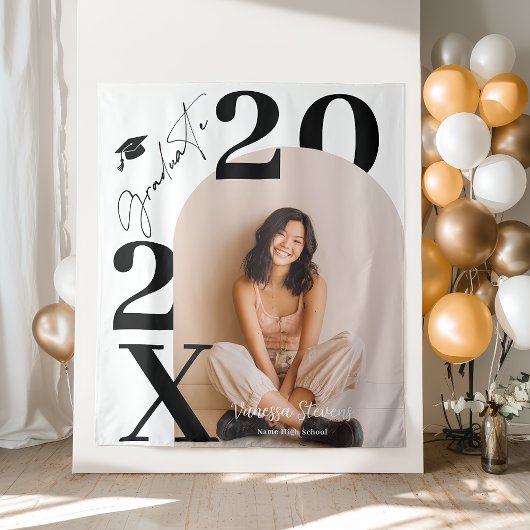 Tenture Modern Bold Black white Trendy photo graduation