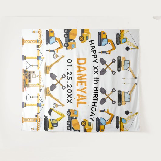 Tenture Modern Construction Simple Kid's Birthday (Devant (Horizontal))