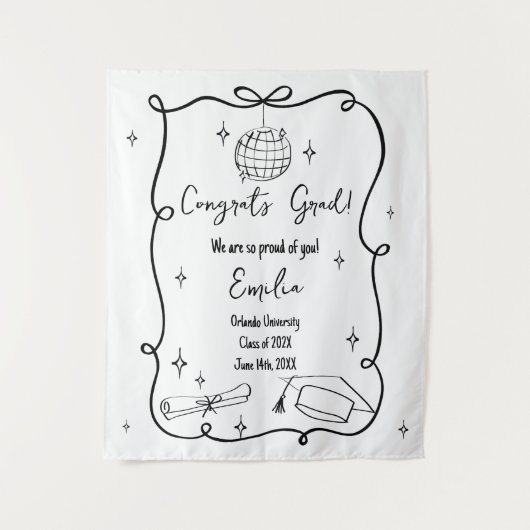 Tenture Modern doodle Graduation Welcome Sign (Devant)