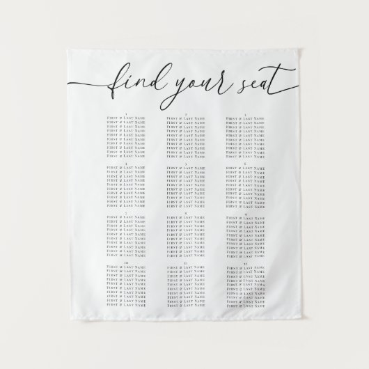 Tenture Modern Elegant Wedding Seating Chart for 12 Tables (Devant)