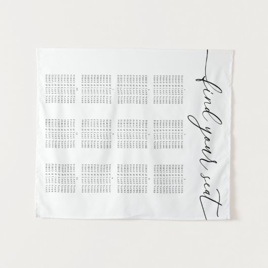 Tenture Modern Elegant Wedding Seating Chart for 12 Tables (Devant (Horizontal))