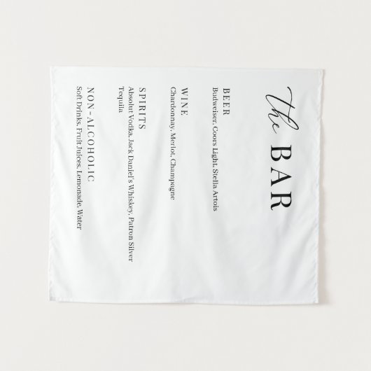 Tenture Modern Elegant Wedding The Bar Menu (Devant (Horizontal))