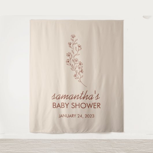 Tenture Modern Hand Letter Baby Shower Botanical Backdrop (Devant)