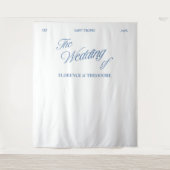 Tenture Modern Minimalist Classic Blue Script Wedding (Devant)