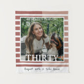 Tenture Modern Minimalist Striped 30th Birthday Photo (Devant)