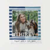 Tenture Modern Minimalist Striped 30th Birthday Photo (Devant)