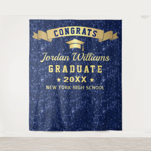 Tenture Modern Navy Blue Graduation Photo Booth Backdrop