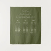 Tenture Modern Olive Green Wedding Seating Chart Fabric (Devant)