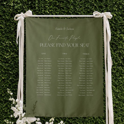 Tenture Modern Olive Green Wedding Seating Chart Fabric