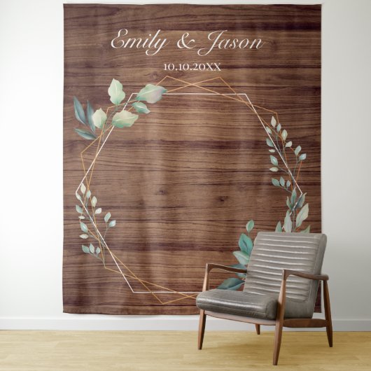 Tenture Modern Rustic Floral Wedding Backdrop (En situation)