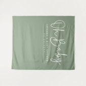 Tenture Modern Script Sage Oh Baby Baby Shower Backdrop (Devant (Horizontal))