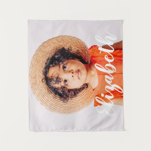 Tenture Modern Simple Script Ajouter votre nom et photo (Devant)