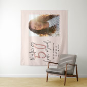 Tenture Moderne 50e anniversaire chic typographie or rose (En situation)