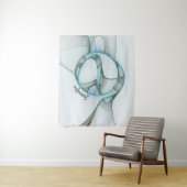 Tenture Moderne Abstrait Fractale Bleu Turquoise Gris Nom (En situation)