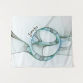 Tenture Moderne Abstrait Fractale Bleu Turquoise Gris Nom (Devant (Horizontal))
