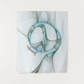 Tenture Moderne Abstrait Fractale Bleu Turquoise Gris Nom (Devant)