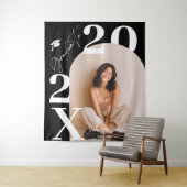 Tenture Moderne Blanc Gras tendance photo diplômé (En situation)