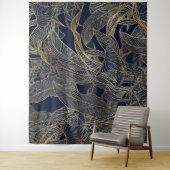 Tenture Moderne Blue Gold Foliage Plante Design botanique (En situation)