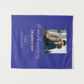 Tenture Moderne boho joyeux anniversaire ajouter nom bleu (Devant (Horizontal))