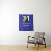 Tenture Moderne boho joyeux anniversaire ajouter nom bleu (En situation)