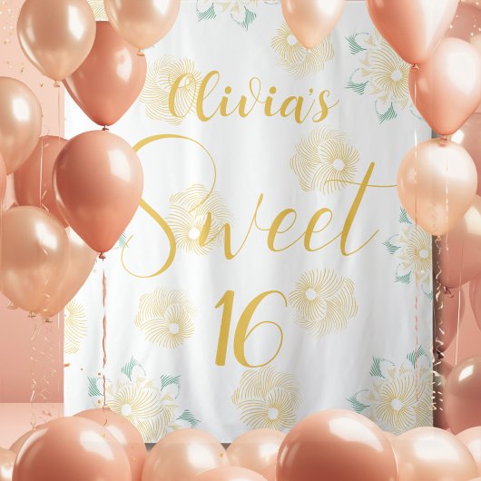 Tenture Moderne Chic Boho Floral Sweet 16 Anniversaire