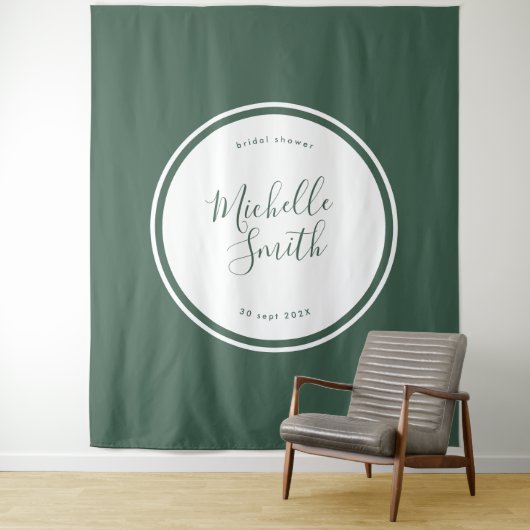 Tenture Moderne Circle Plain Emerald Boho Douche verte (En situation)