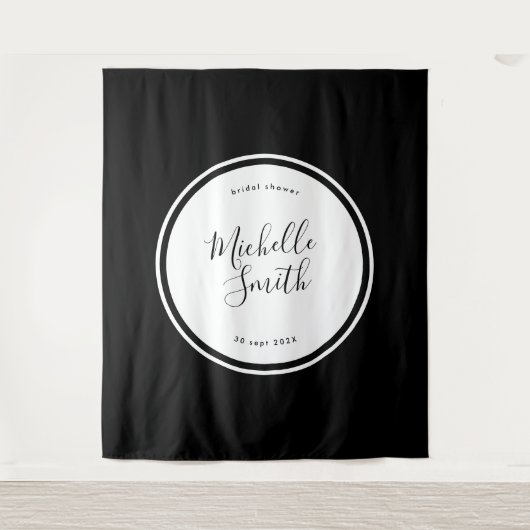 Tenture Moderne Circle Plain Premium Boho Black Douche (Devant)