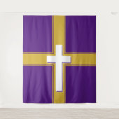 Tenture Moderne | Croix blanche sur | Or et | Pourpre (Devant)