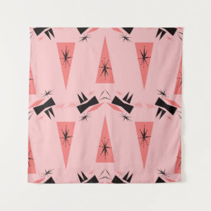 Tenture Moderne du milieu du siècle : Motif de corail rose