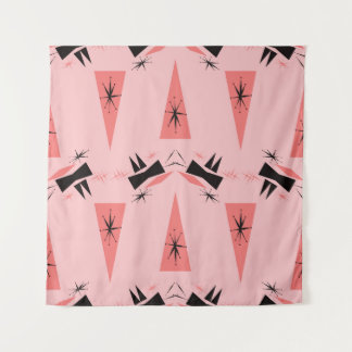 Tenture Moderne du milieu du siècle : Motif de corail rose