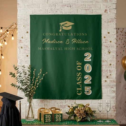 Tenture Moderne Écriture Or Vert Émeraude Double Diplôme