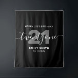 Tenture Moderne Elégant 21e anniversaire<br><div class="desc">Tapisserie moderne et élégante du 21ème anniversaire. Conception minimaliste de modèle d'invitation de 21e anniversaire avec élégante calligraphie écriture manuscrite.</div>