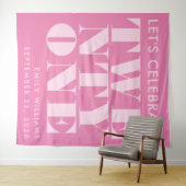 Tenture Moderne Élégant Rose Typographie Gras 21e Annivers (En situation (horizontale))