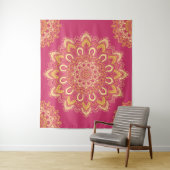 Tenture Moderne Elégant Yellow Raspberry rose Boho Mandala (En situation)