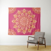 Tenture Moderne Elégant Yellow Raspberry rose Boho Mandala (En situation (horizontale))