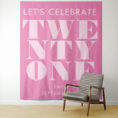 Tenture Moderne Élégante Rose Typographie Gras 21e Anniver (En situation)