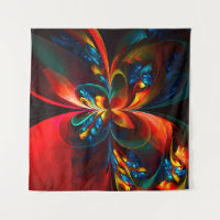 Moderne Floral Abstrait Art Orange Bleu Motif #14